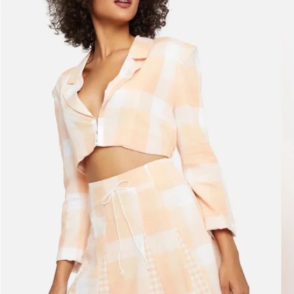 For Love And Lemons EUGENIE CROP BLAZER TANGERINE ORANGE - Picture 4 of 11